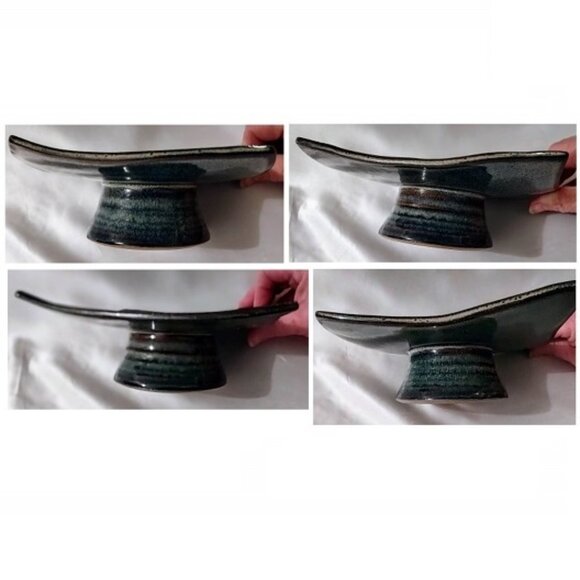 Studio Art Ikebana Frog Dish Vase on Pedestal Artist Signed - Picture 3 of 8